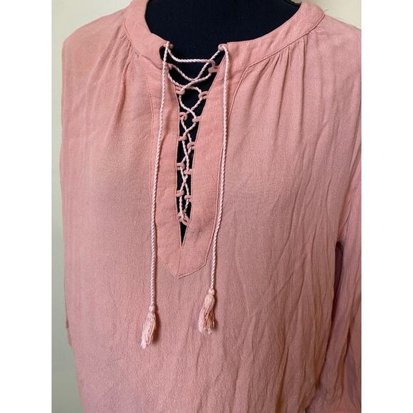 madewell lace up long sleeve blouse medium shirt top - Picture 2 of 5